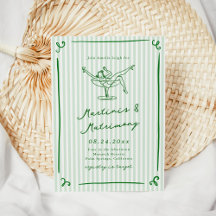 Martinis Verdes e Matrimônio Desenhados à Mão Capr