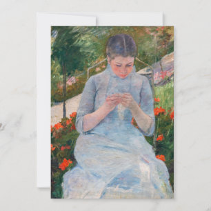 Convite Mary Cassatt - Menina costurando em um Jardim