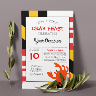 Convite Maryland Flag Happy Crab - Náutica - Ocasião Toda