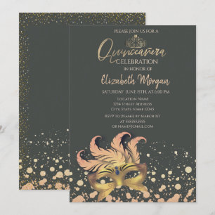 Convite Máscara, Confetes Pontos Máscara de Festa Quinceañ