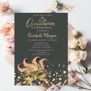 Convite Máscara, Confetes Pontos Máscara de Festa Quinceañ