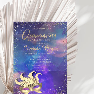 Convite Máscara,Confetes Pontos Splash Quinceañera