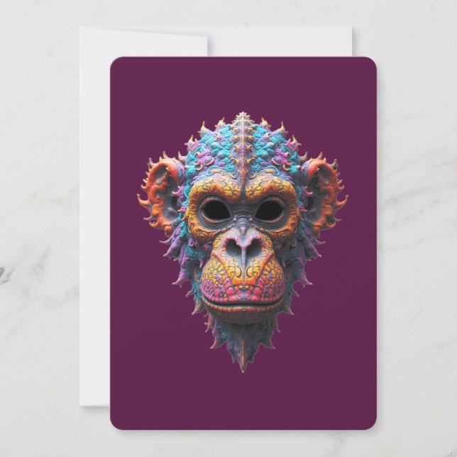 Convite Máscara de Chimpanzé Ornata (Frente)