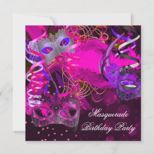 Convite Máscara de Fantasia para Festa de Aniversário Roxo