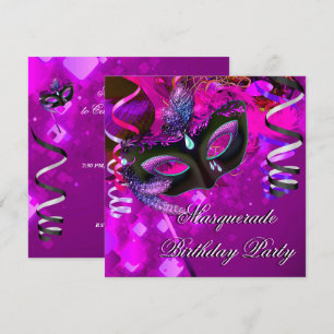 Convite Máscara de Festa de Aniversário de Mascarada Roxo