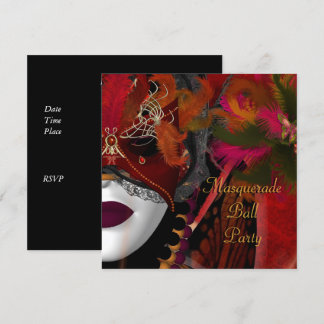 Convite Máscara de Festa de Baile de Mascarada Preto Verme