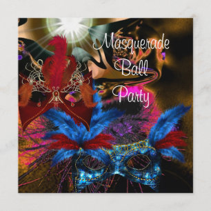 Convite Máscara de Festa de Baile de Máscaras Abstrata Col