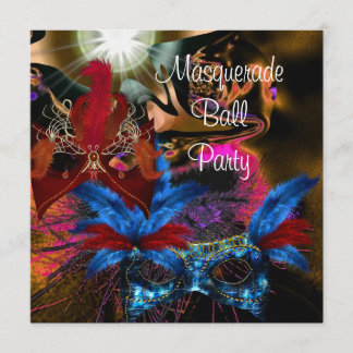 Convite Máscara de Festa de Baile de Máscaras Abstrata Col