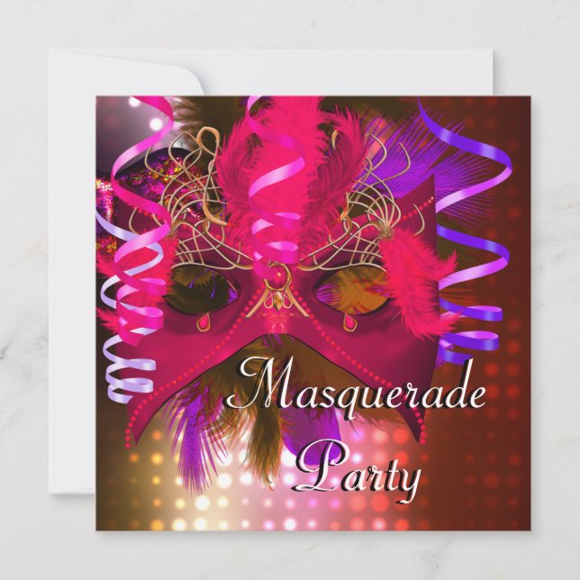 Convite Máscara de Festa de Mascarada Carnaval Mardi Gras (Frente)