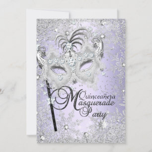 Convite Máscara de floco de neve roxo Quinceanera mascarad