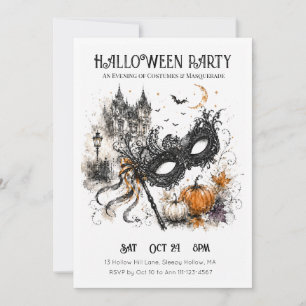 Convite Máscara de Halloween aquarela
