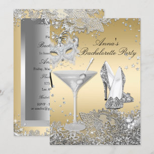 Convite Máscara de Joia de Renda Prata Dourada Festa de De