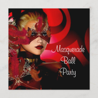Convite Máscara de mascarada Ball Party Black Red Girl 2