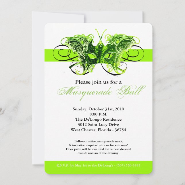 Convite Máscara de Mascarada de borboleta limão de de de F (Frente)