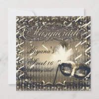 Máscara de Mascarada de Ouro Branco e Bronze Anive