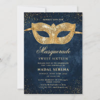 Máscara de mascarada dourada Doce 16