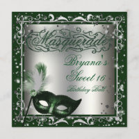 Máscara de Mascarada Prata e Verde Aniversário