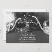 Máscara de Mascarada Preta e Branca Pérolas Casame