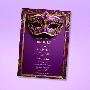 Convite Máscara de Noiva Regal Purple Joia Máscara Casamen