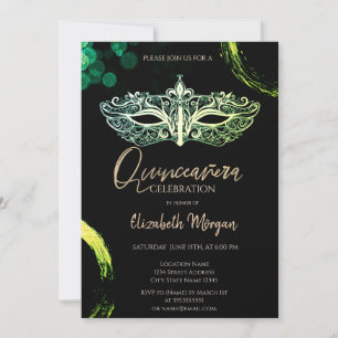 Convite Máscara Elegante, Máscara Chic Quinceañera