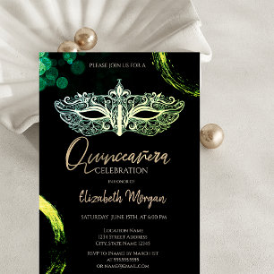 Convite Máscara Elegante, Máscara Chic Quinceañera