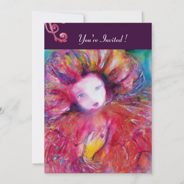 CONVITE MÁSCARA EM VERMELHO/FESTA DE MASCARADA DE GRAS MAR (Frente)