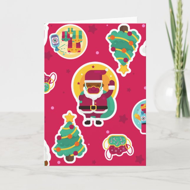 Convite máscara facial covid preto papai noel (Frente)