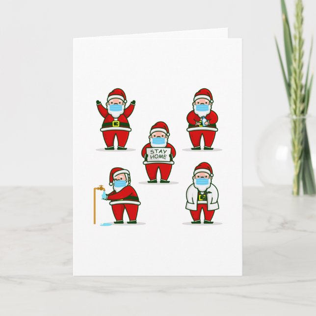 Convite máscara facial de natal covid médico papai noel (Frente)