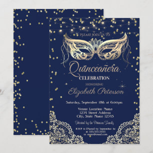 Convite Máscara,Luzes de Corda,Renda,Diamantes Quinceañera