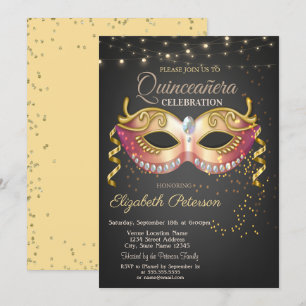 Convite Máscara,Luzes,Diamantes Mascarada Quinceañera