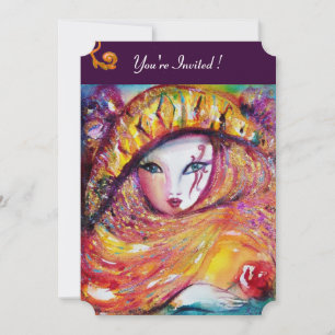 Convite MÁSCARA NO AMARELO,violeta vermelho roxo do PARTID