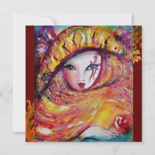 Convite MÁSCARA NO GRAS AMARELO MARDI Vibrante Dourado Ver