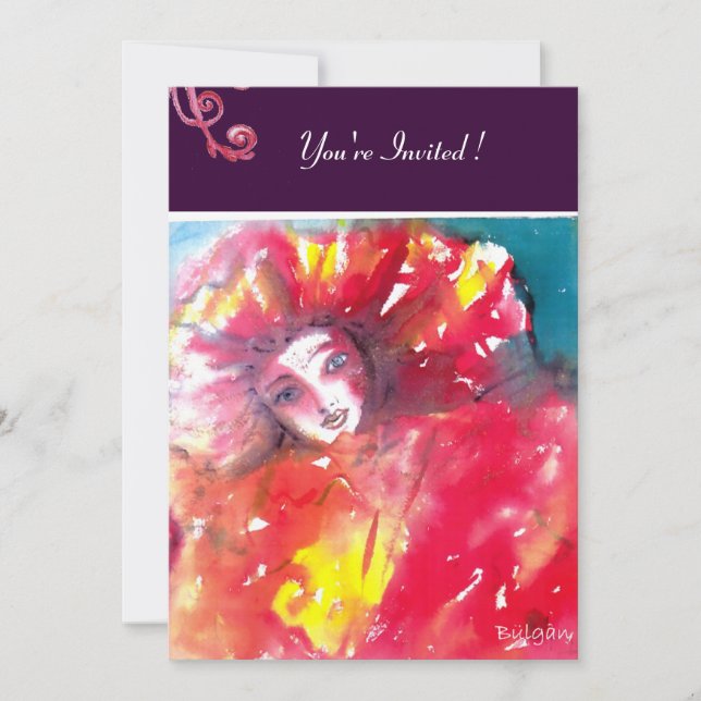 CONVITE MÁSCARA NO VERMELHO 2 / FESTA DE MASCARADA DE GRAS (Frente)