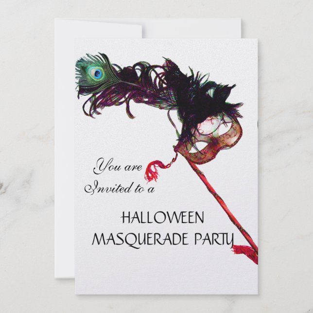 Convite MÁSCARA PARA FESTA DE HALLOWEEN COM MÁSCARA, gelo  (Frente)