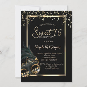 Convite Máscara, Quadro, Confetes Máscara doce 16