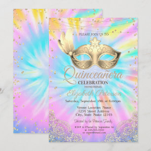 Convite Máscara, Renda, Gravata de Diamantes Tie Dye Quinc