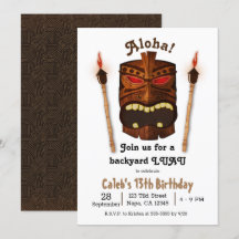 Máscara Tiki de Madeira Aloha Polinésio Aniversári