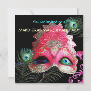 CONVITE MÁSCARA VERMELHA COM FESTA DE MASCARADA