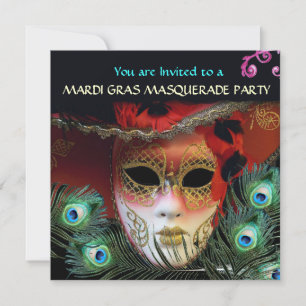 CONVITE MÁSCARA VERMELHA COM FESTA DE MASCARADA