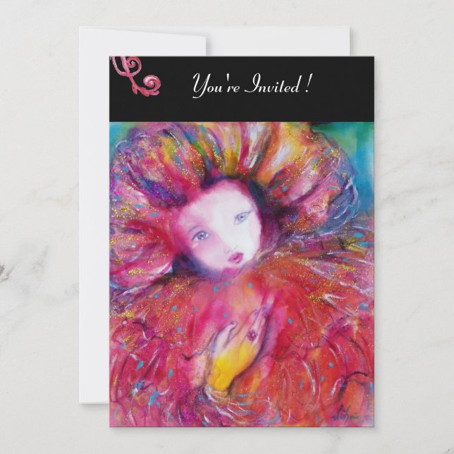 CONVITE MÁSCARA VERMELHA / FESTA DE MÁSCARAS DE MARDI GRAS (Frente)