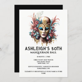 Convite Mascarada 50º aniversário Máscara de senhoras vene