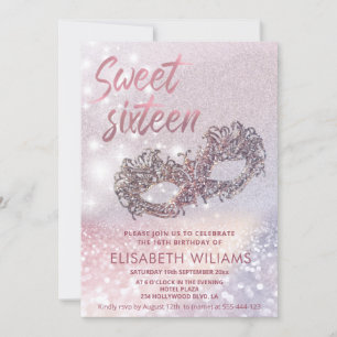 Convite Mascarada charmoso espumante ombre