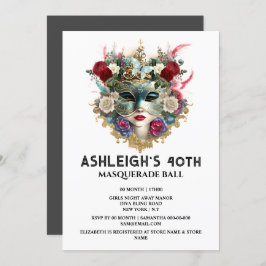 Convite Mascarada de aniversário de mulheres venezianas fa