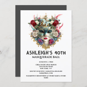 Convite Mascarada de aniversário de mulheres venezianas fa