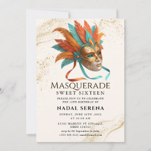 Convite mascarada de ouro
