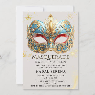 Convite mascarada de ouro