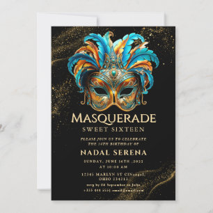 Convite mascarada de ouro