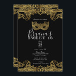 Convite Mascarada de rendas Douradas e pretas Festa 16 Doc<br><div class="desc">Personalizar para qualquer evento</div>