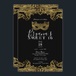 Convite Mascarada de rendas Douradas e pretas Festa 16 Doc<br><div class="desc">Personalizar para qualquer evento</div>