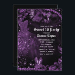 Convite Mascarada de vestido preto roxo Doce 16 Aniversári<br><div class="desc">Personalizar para qualquer evento.</div>